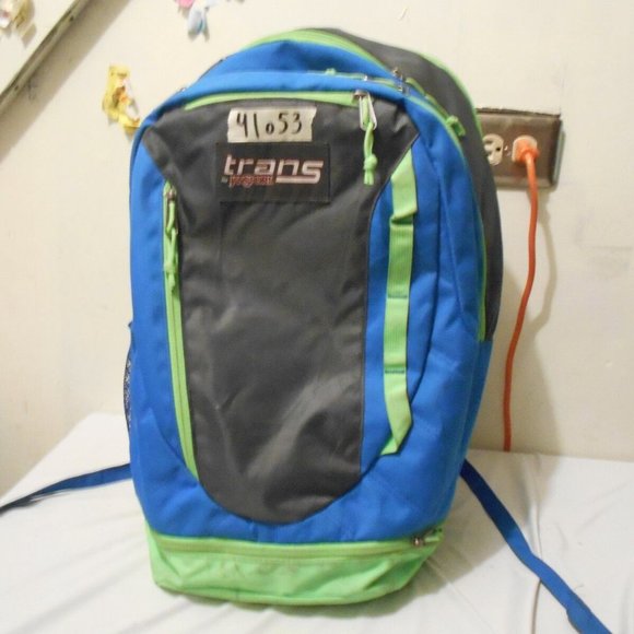 TRANS by JANSPORT BLUE/GREEN MEGAHERTZ BACKPACK BOOKBAG BAG 18x12x8 RS 41053